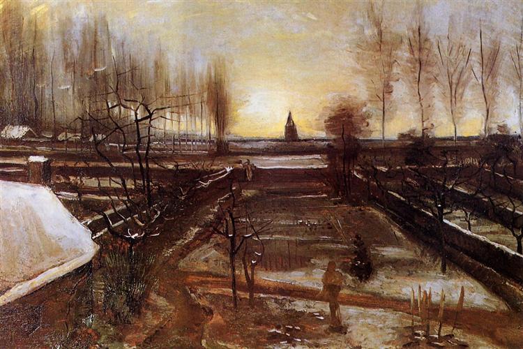 The Parsonage Garden at Nuenen in the Snow, 1885 - Вінсент Ван Гог