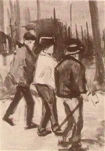 Three Woodcutters Walking - Vincent van Gogh