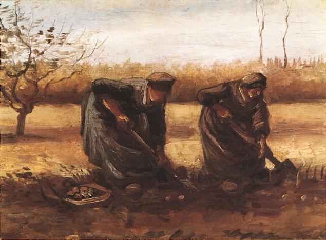 Two peasant women digging potatoes, 1885 - Винсент Ван Гог