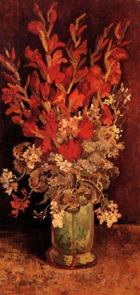 Vase with Gladioli and Carnations, 1886 - 梵谷