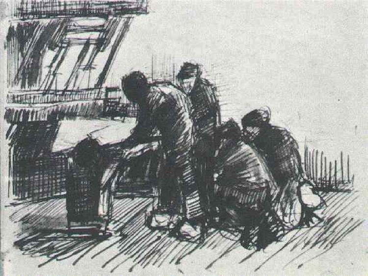 Weaver with Other Figures in Front of Loom, 1884 - 梵谷