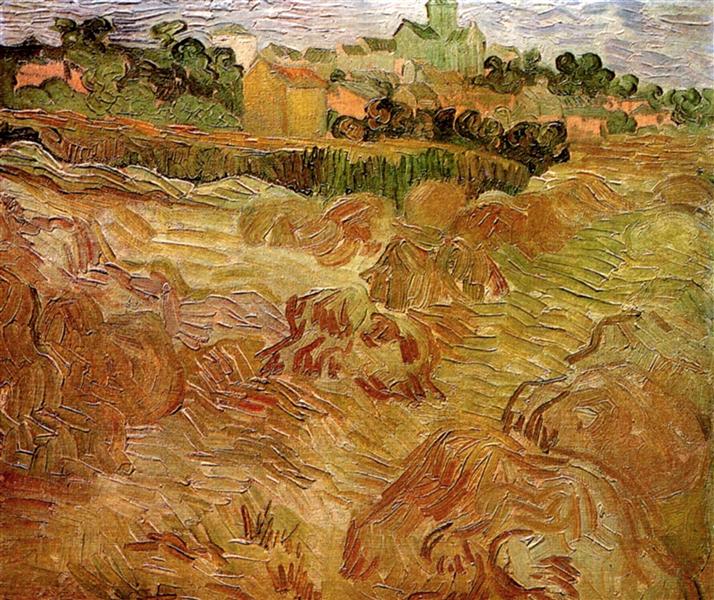 Wheat Fields with Auvers in the Background, 1890 - 梵谷
