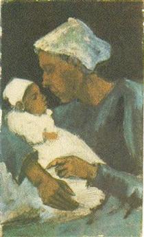 Woman Sien with Baby on her Lap, Half-Figure - Винсент Ван Гог