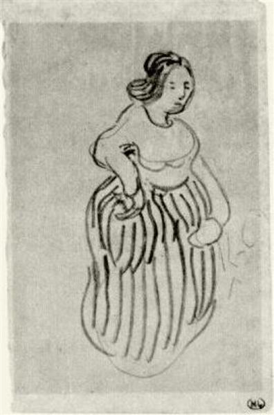 Woman with Striped Skirt, 1890 - 梵谷