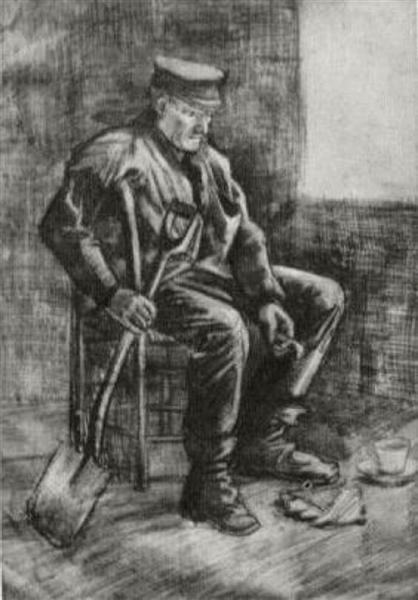 Workman with Spade, Sitting near the Window, 1883 - Винсент Ван Гог