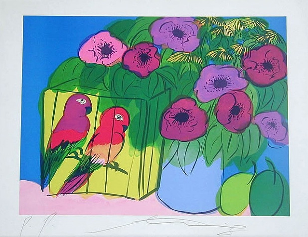Parrots with Flowers, 1981 - Walasse Ting
