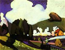 Landschaft bei Murnau mit Lokomotive - Wassily Kandinsky
