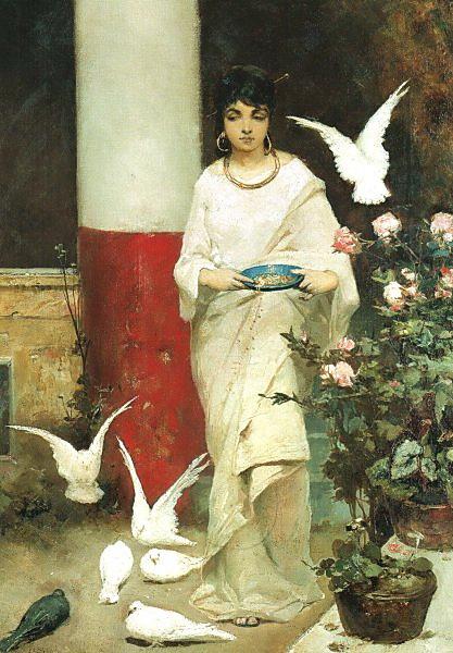 Girl with Pigeons - Wilhelm Kotarbinski