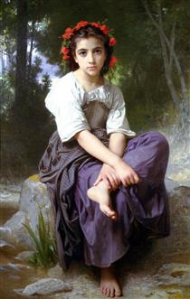 At the Edge of the Brook - William Adolphe Bouguereau