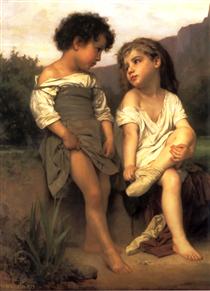 At the Edge of the Brook - William Bouguereau