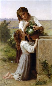 At The Fountain - William Adolphe Bouguereau
