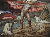 Satan smiting Job with boils - William Blake