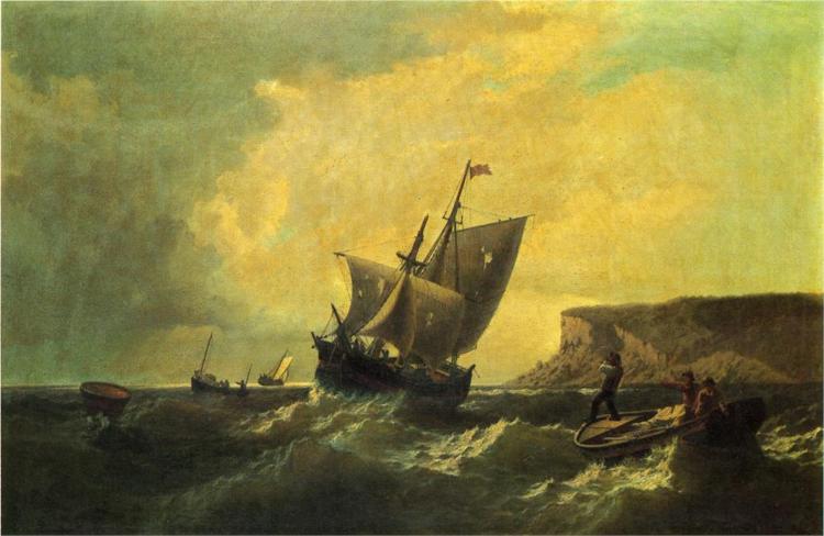 Fishermen in an Approaching Storm, 1863 - Уильям Брэдфорд