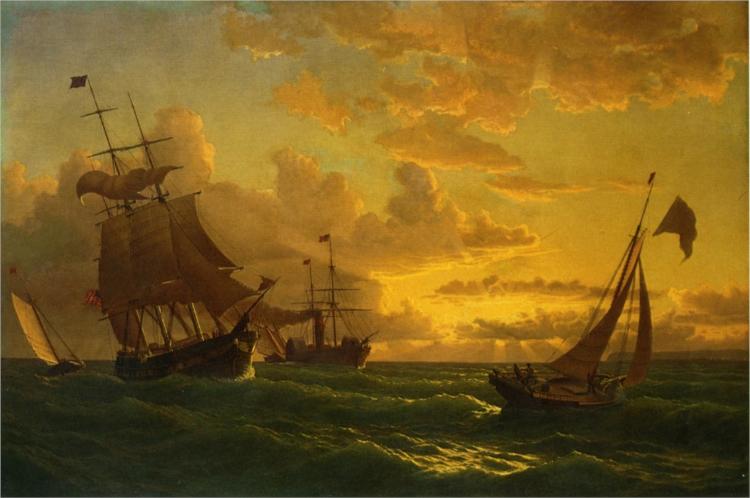 Shipping in Rough Waters, 1860 - Вільям Бредфорд
