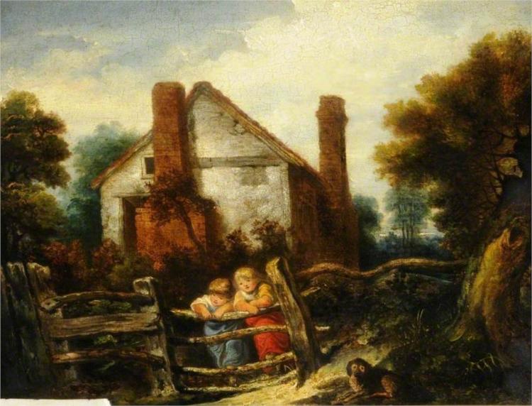 English Cottage Scene - Уильям Коллинз