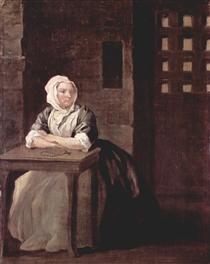 Portrait of Sarah Macholm in Prison - Уильям Хогарт