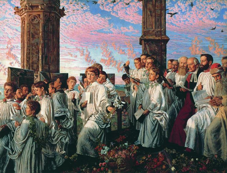 May Morning on Magdalen College Tower, Oxford, 1891 - William Holman Hunt