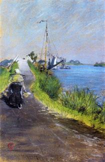 Dutch Canal (aka Canal Path Holland) - Уильям Меррит Чейз