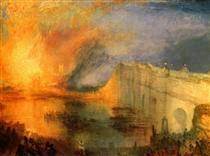 L'Incendie de la Chambre des lords et des communes, le 16 octobre 1834 - Joseph Mallord William Turner