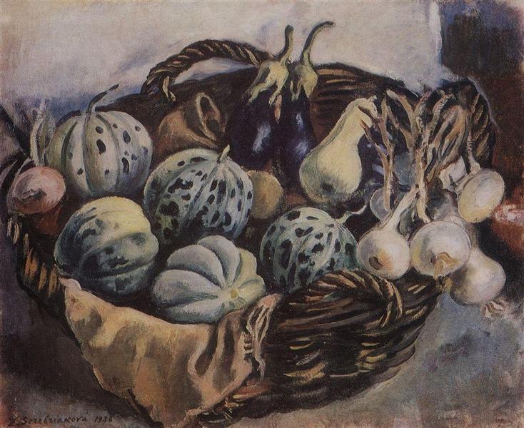 Basket with melons and squash, 1938 - Zinaida Serebriakova