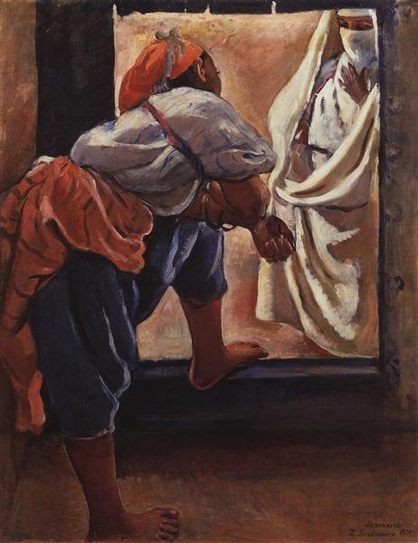 Morocco. Figure in the doorway, 1928 - Zinaida Evgenievna Serebriakova