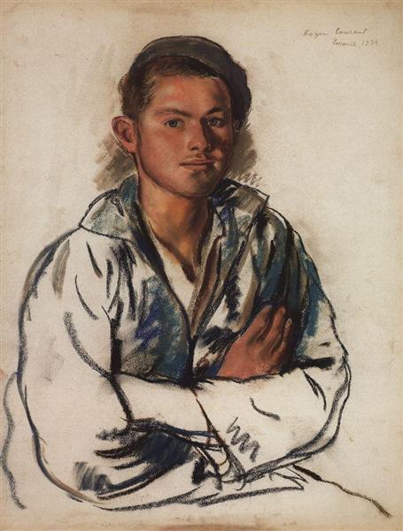 Portrait of a young fisherman, 1934 - Sinaida Jewgenjewna Serebrjakowa