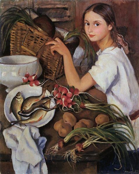 Tata with vegetables, 1923 - Zinaida Evgenievna Serebriakova