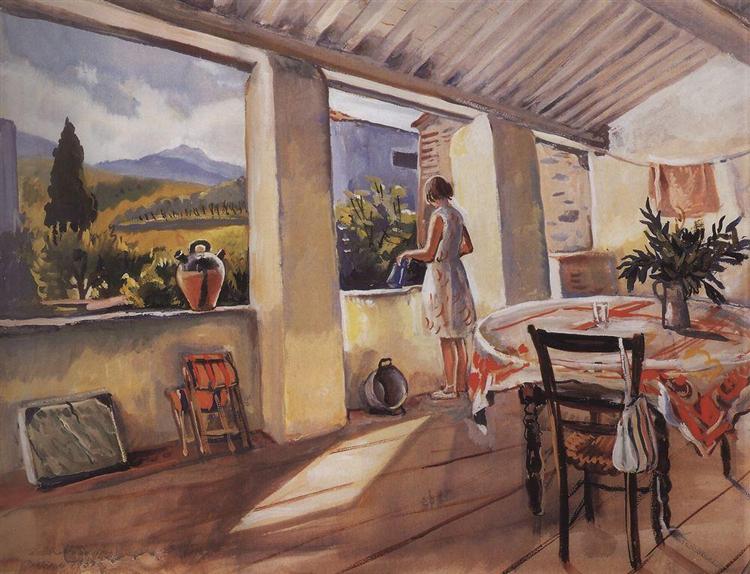Terrace in Collioure, 1930 - Zinaida Evgenievna Serebriakova