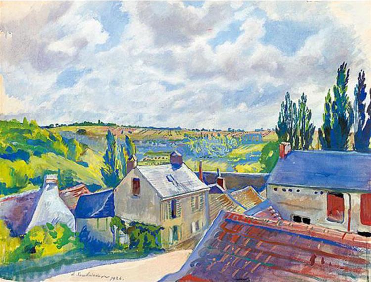 Вид на дахи. Франція, 1926 - Зінаїда Серебрякова